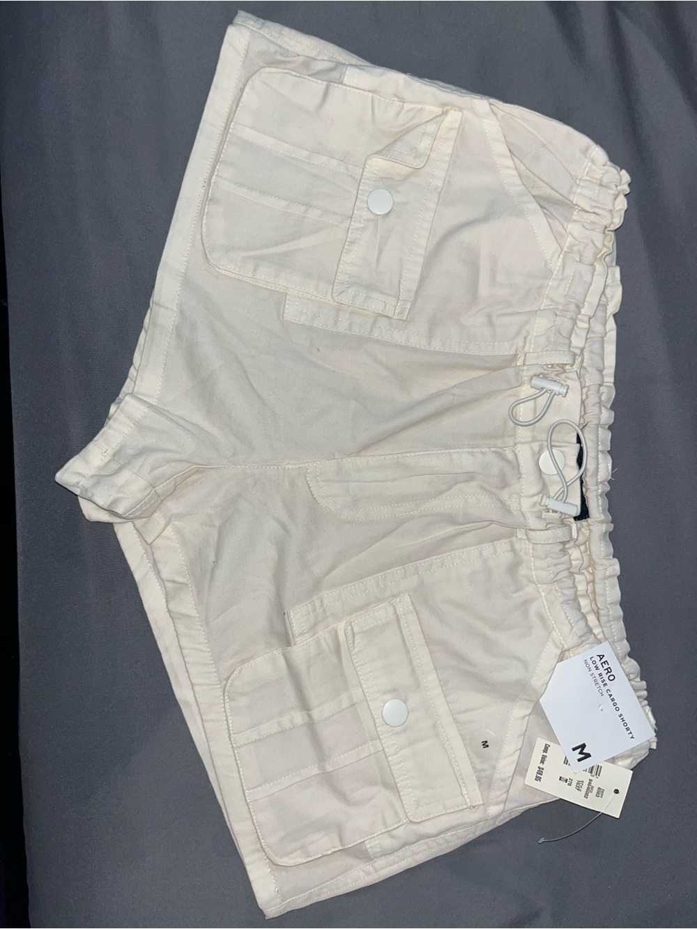 Aeropostale High-Rise Utility Shorts in Cream - Women